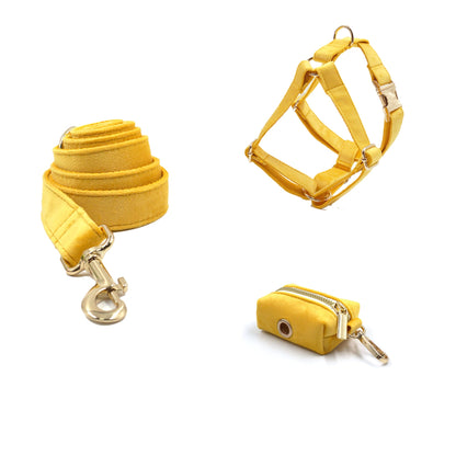 Custom Thick Velvet Yellow Personalised Dog Collar in