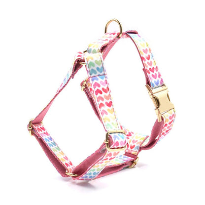 Colorful Hearts Dog Collar and Lead set, in
