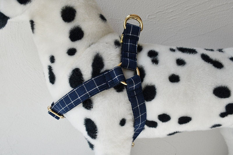 Personalised Blue Plaid Dog Collar or Dog Collar and Lead Set