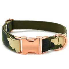 Personalized Engraved Handmade Camouflage Dog Collar or Dog Collar and Lead Set, Matching Bowtie and Step-in Harness Available