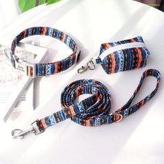 TRIBAL STYLE Dog Collar, Leash, Poop Bag Holder, Matching Harness
