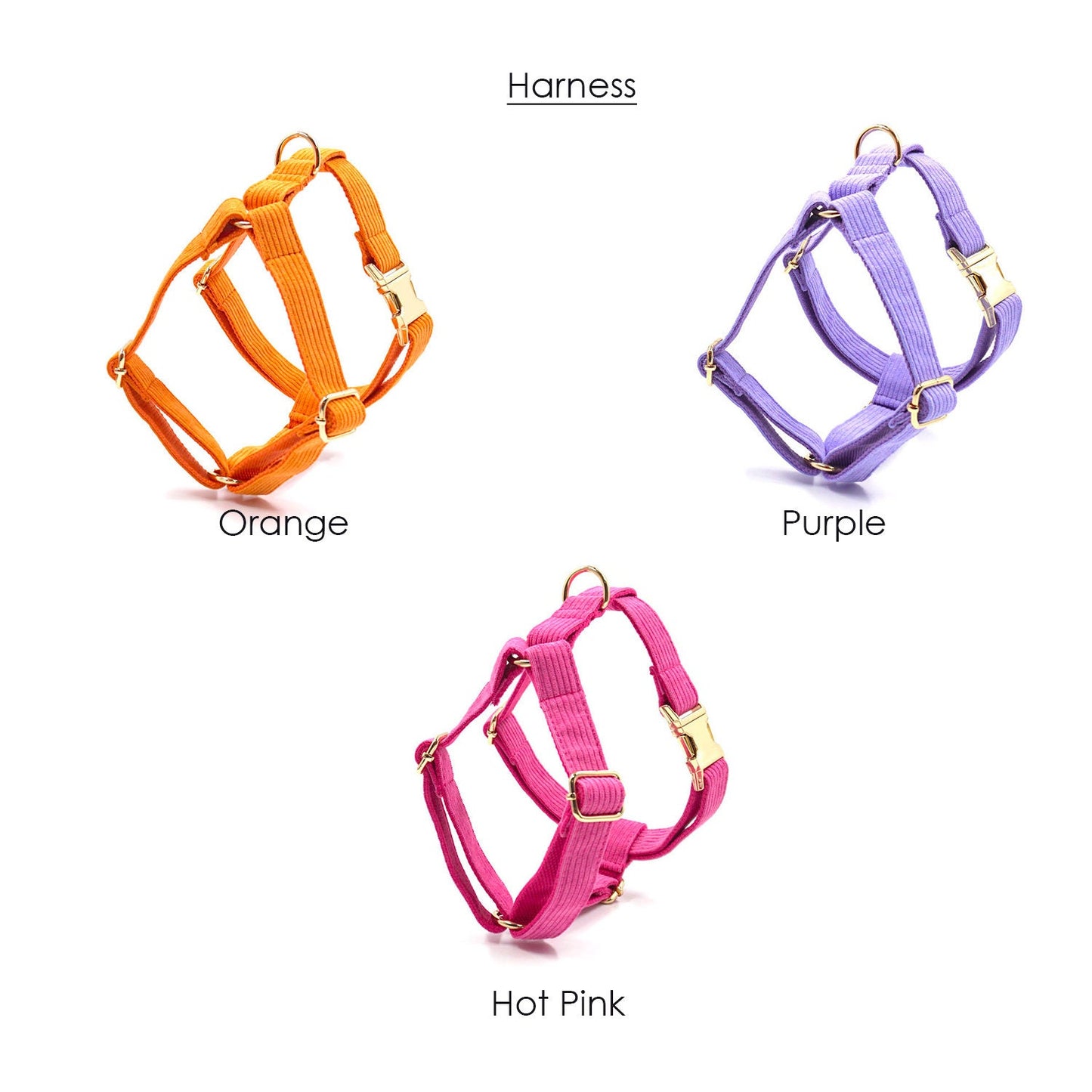 Personalised Pink Purple Orange Corduroy Dog Collar, Lead, Harness Set, Dog Bowtie