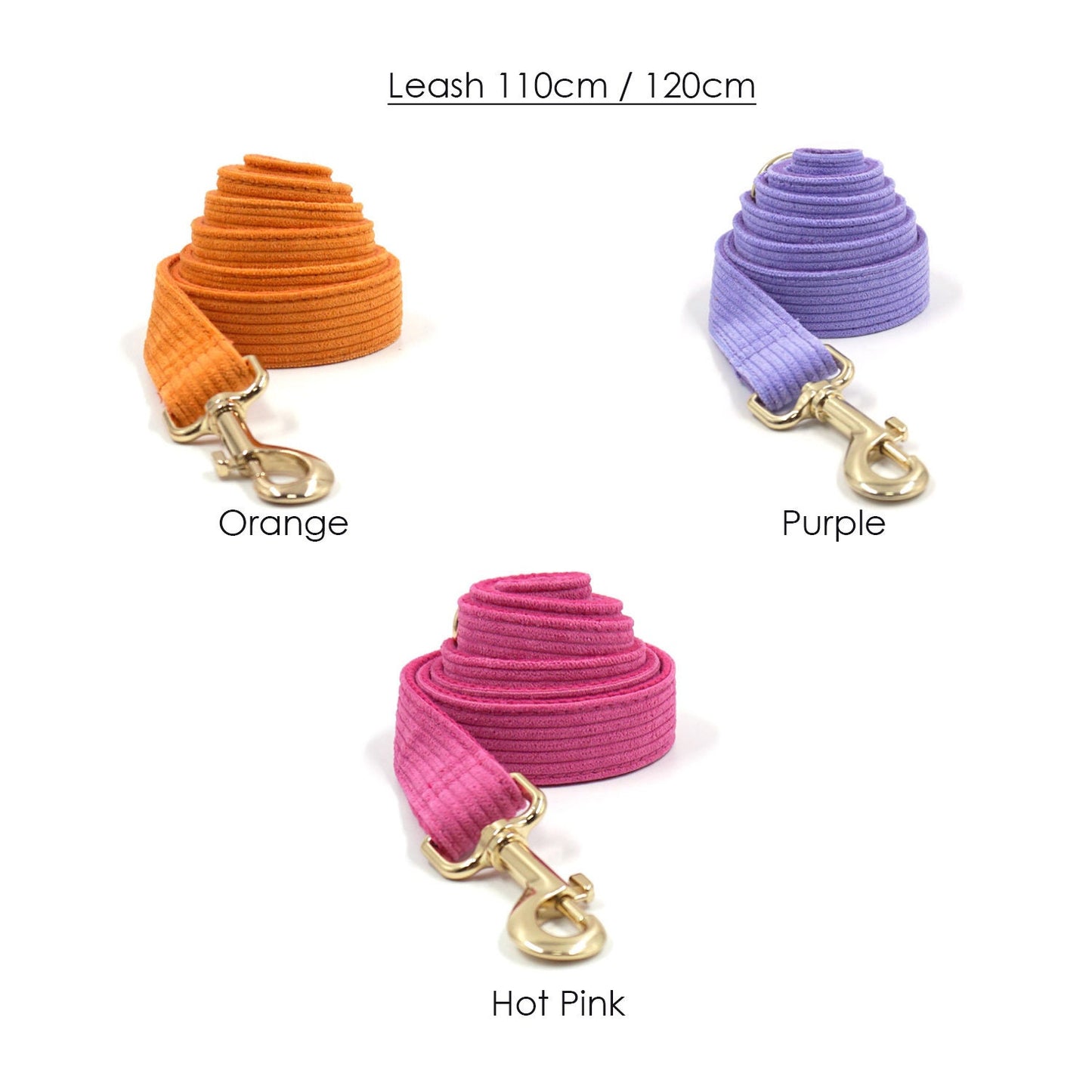 Personalised Pink Purple Orange Corduroy Dog Collar, Lead, Harness Set, Dog Bowtie