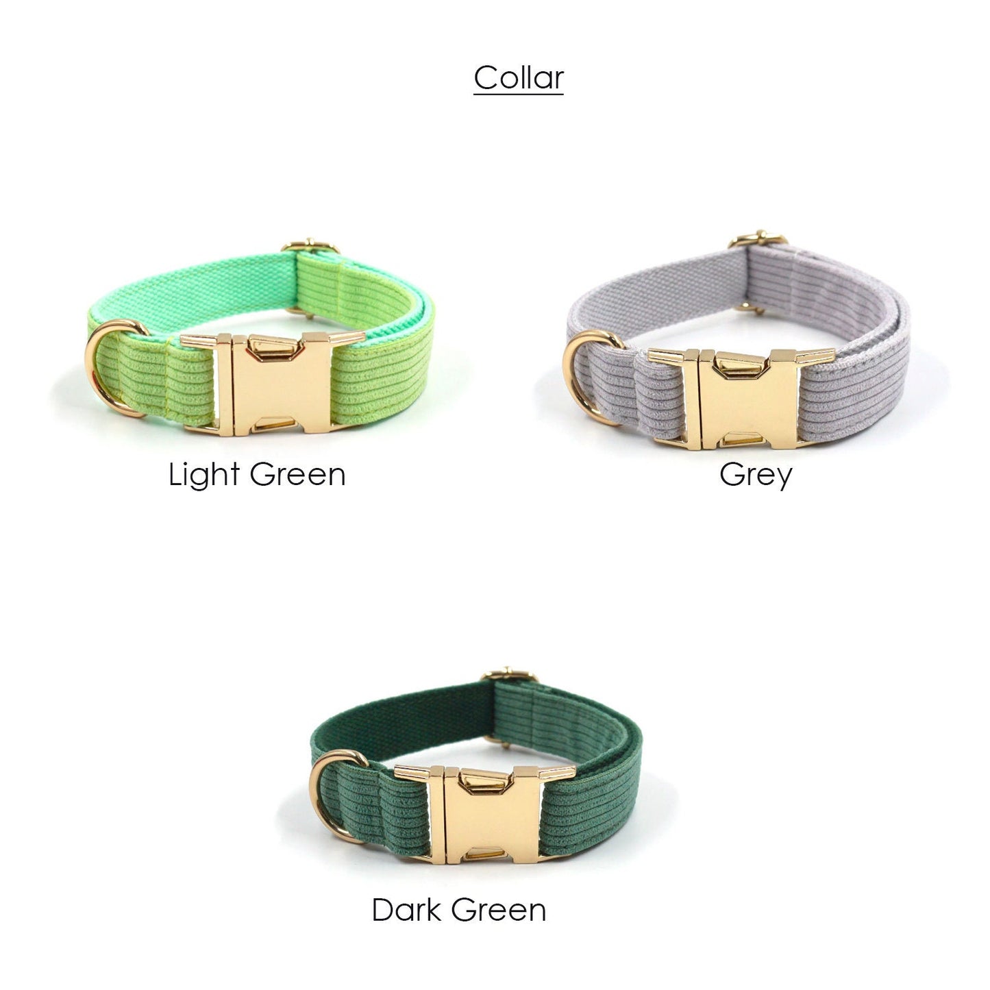 Grey Green Corduroy Dog Collar, Lead, Harness, Bowtie Mix and Match