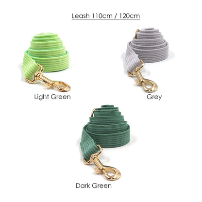 Grey Green Corduroy Dog Collar, Lead, Harness, Bowtie Mix and Match