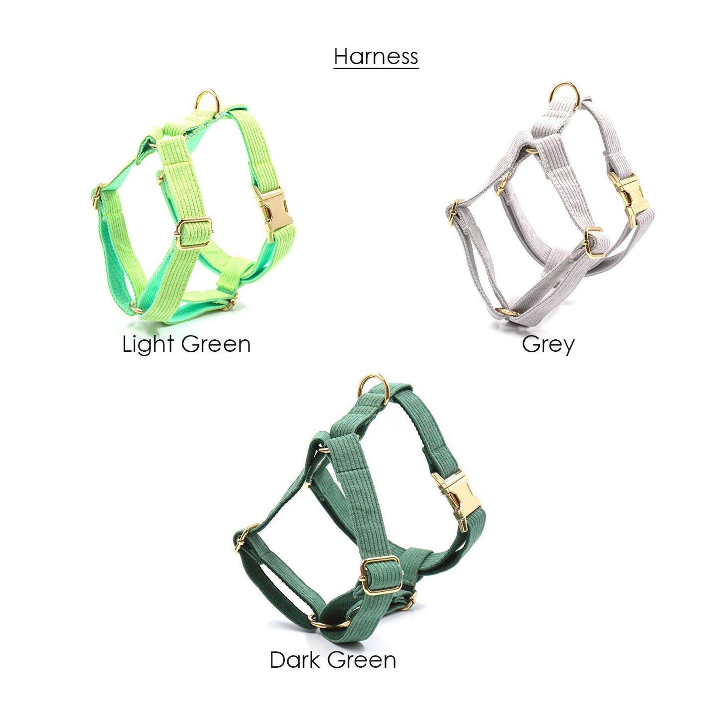 Grey Green Corduroy Dog Collar, Lead, Harness, Bowtie Mix and Match
