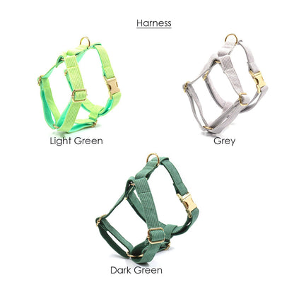 Grey Green Corduroy Dog Collar, Lead, Harness, Bowtie Mix and Match