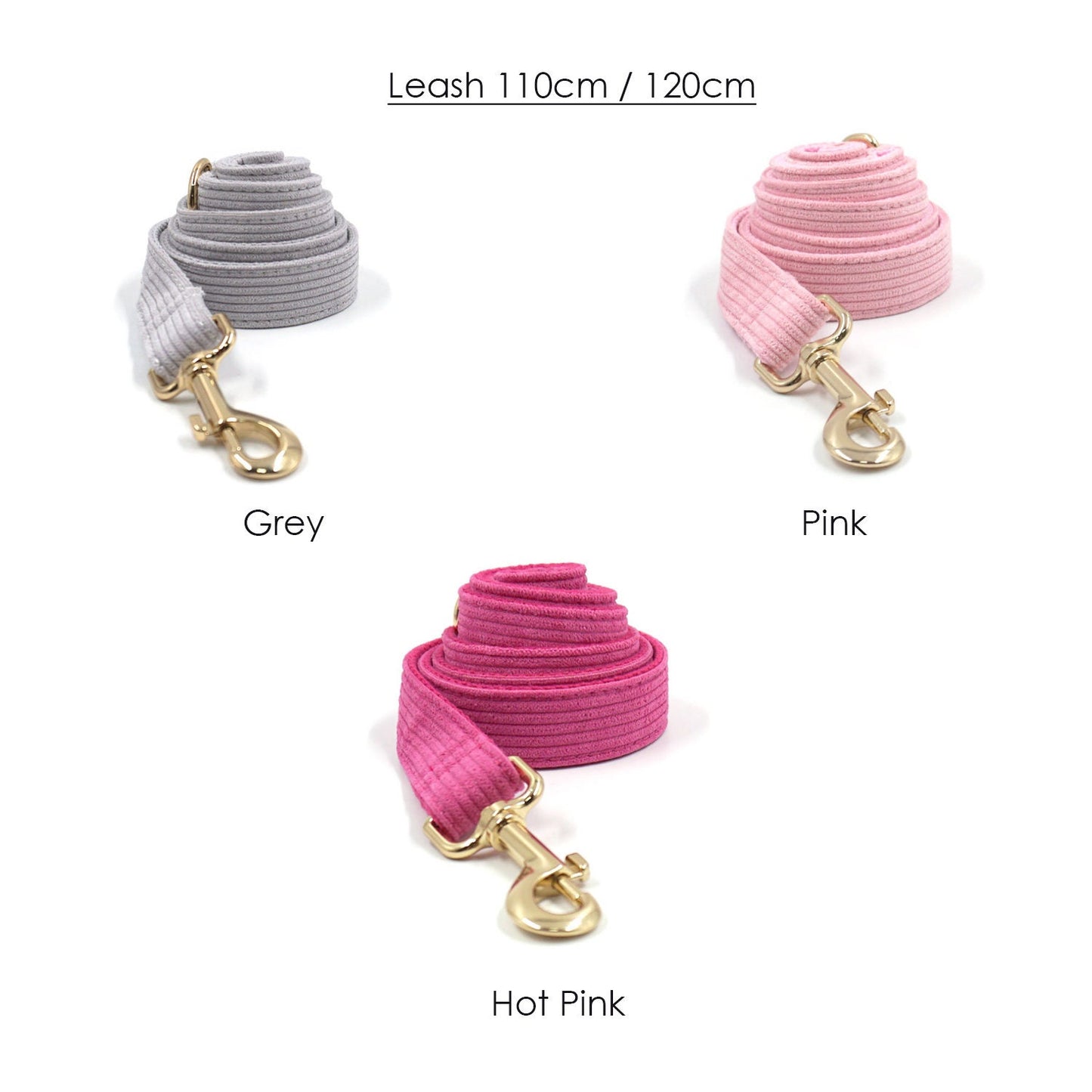 Personalised Pink and Grey Corduroy Dog Collar or Dog Collar and Lead, Harness Set, Dog Bowtie