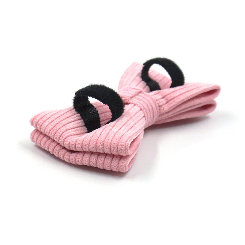 Personalised Pink and Grey Corduroy Dog Collar or Dog Collar and Lead, Harness Set, Dog Bowtie
