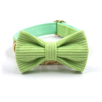 Grey Green Corduroy Dog Collar, Lead, Harness, Bowtie Mix and Match