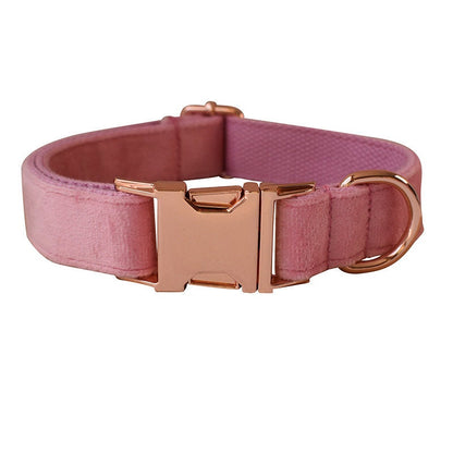 Personalised Pink Thick Velvet Dog Collar or Dog Collar and Lead Set