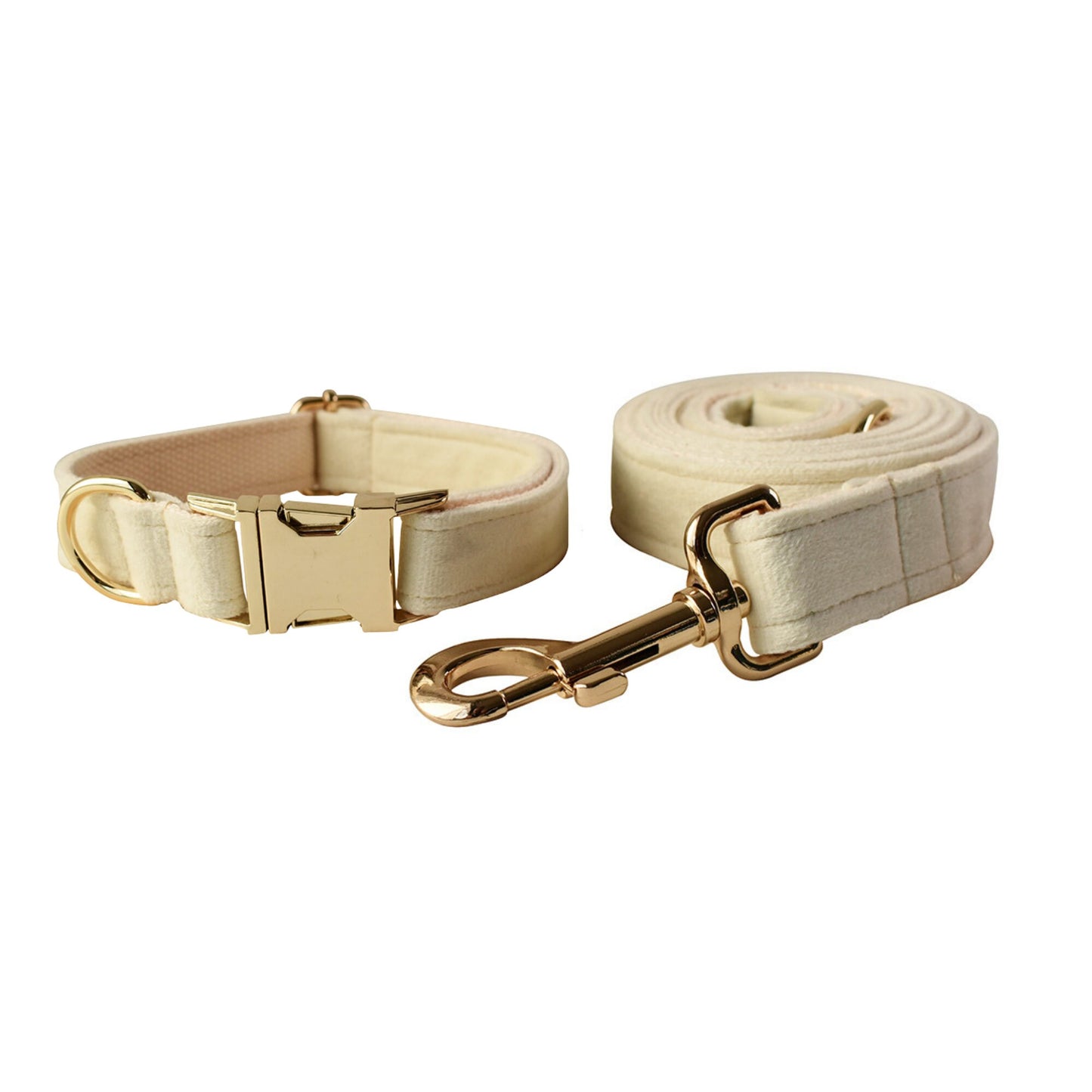 Cream white Thick Velvet Harness and Leash Set Combo