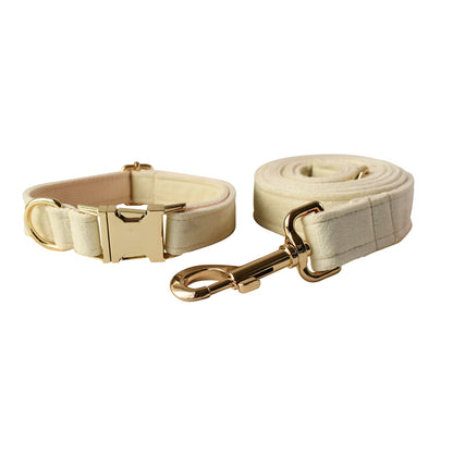 Cream white Thick Velvet Harness and Leash Set Combo