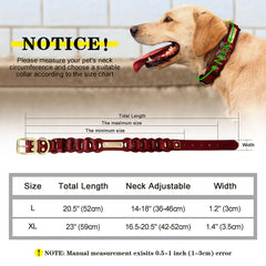Laser Engraved Genuine Leather Braided Dog Collar for Large dogs