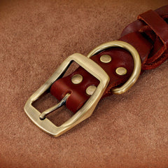 Laser Engraved Genuine Leather Braided Dog Collar for Large dogs
