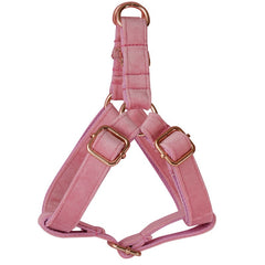 Personalized Engraved Handmade Pink Thick Velvet Dog Collar or Dog Collar and Lead Set, Matching Bowtie and Flower Step In Harness Available