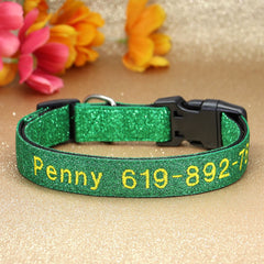 Glittery Nylon Lightweight Cat and Dog Collar with Plastic Buckle
