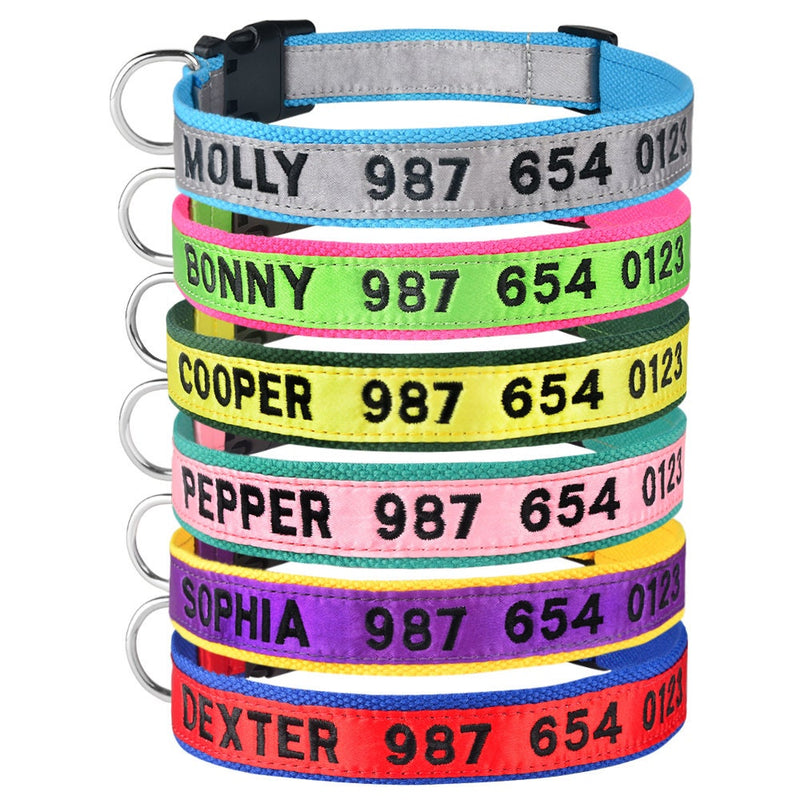Dog Collar in Green, Red, Grey, Purple, Pink, Yellow and Solid Pattern