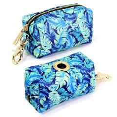 Personalized Engraved Handmade Dog Collar in Blue and Elegant Leaf Pattern, Trendy Style for All Seasons