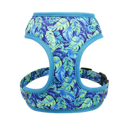 Personalised Dog Collar in Blue and Elegant Leaf Pattern, Trendy Style for All Seasons