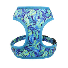 Personalized Engraved Handmade Dog Collar in Blue and Elegant Leaf Pattern, Trendy Style for All Seasons
