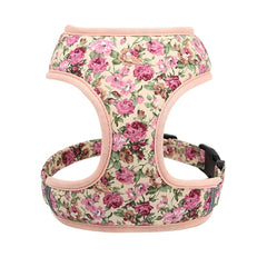 Personalized Engraved Handmade Dog Collar in Beige and Gorgeous Floral Pattern, Trendy Style for All Seasons