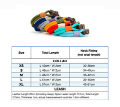 Vivid Collar and P Rope Leash in Blue-Green, Blue, Grey, Red, Green, Aqua Blue, Yellow and Solid Pattern with Leather, Great For All Seasons