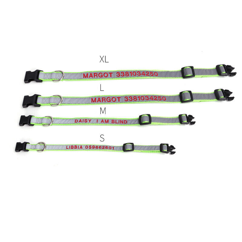 Personalised Reflective Lightweight Dog Collar, 13 Colors, Small to Large Dogs