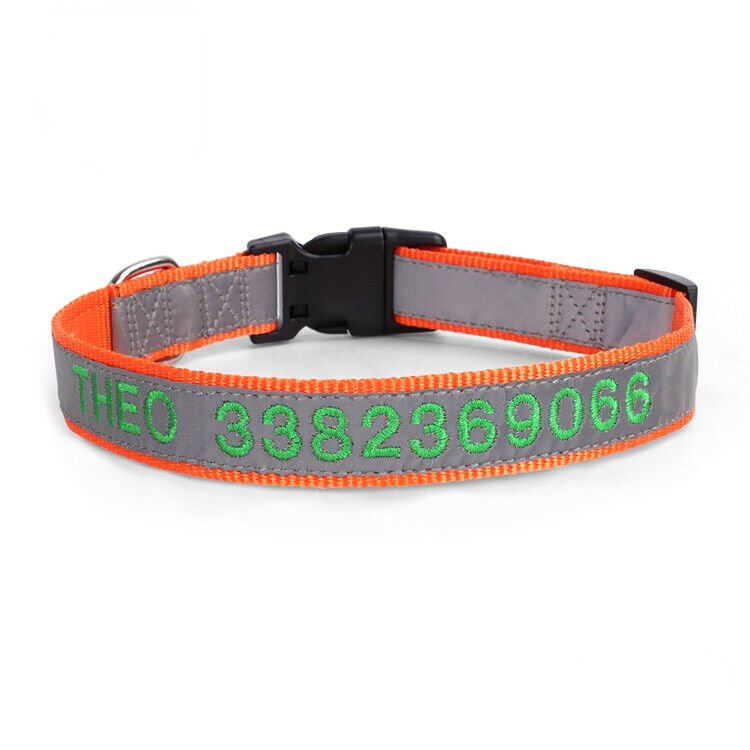 Personalised Reflective Lightweight Dog Collar, 13 Colors, Small to Large Dogs