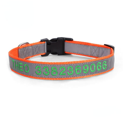 Personalised Reflective Lightweight Dog Collar, 13 Colors, Small to Large Dogs