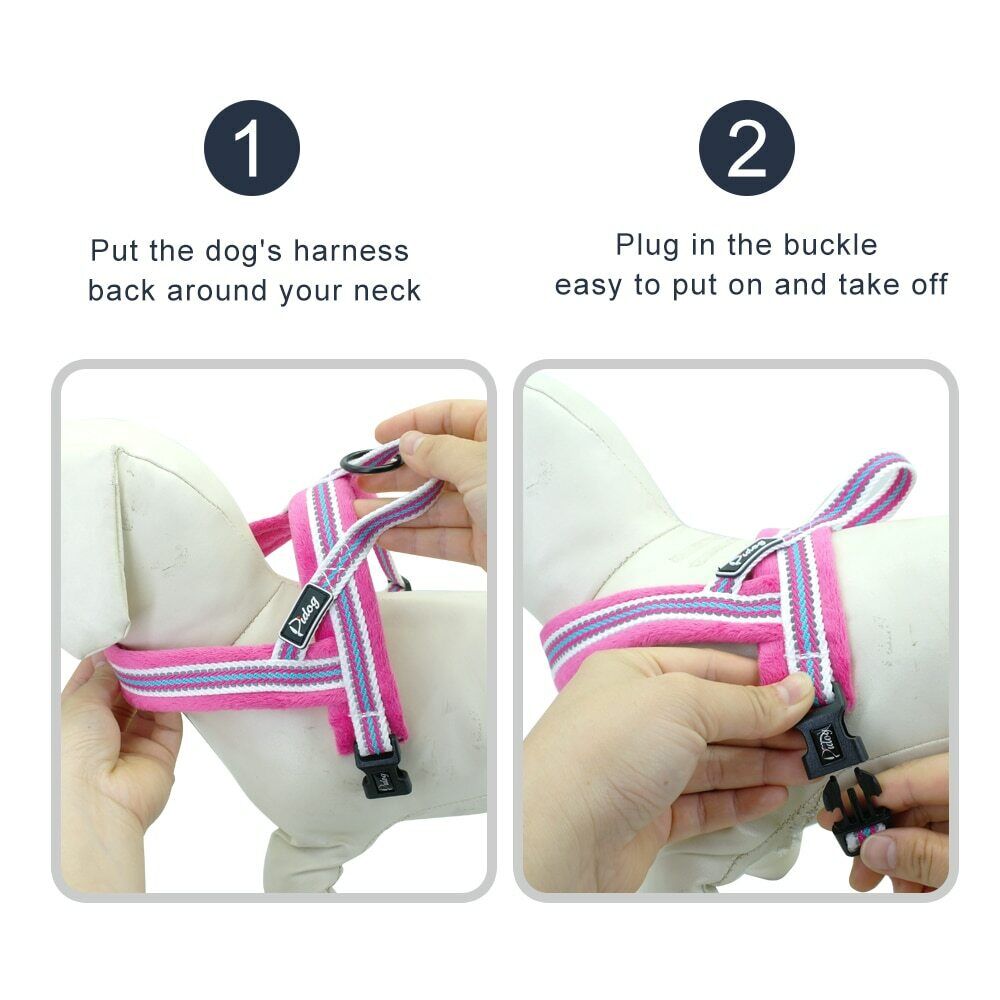 Reflective Step-In Dog Harness - No Pull, Front Ring /Seat Belt Leash Attachment