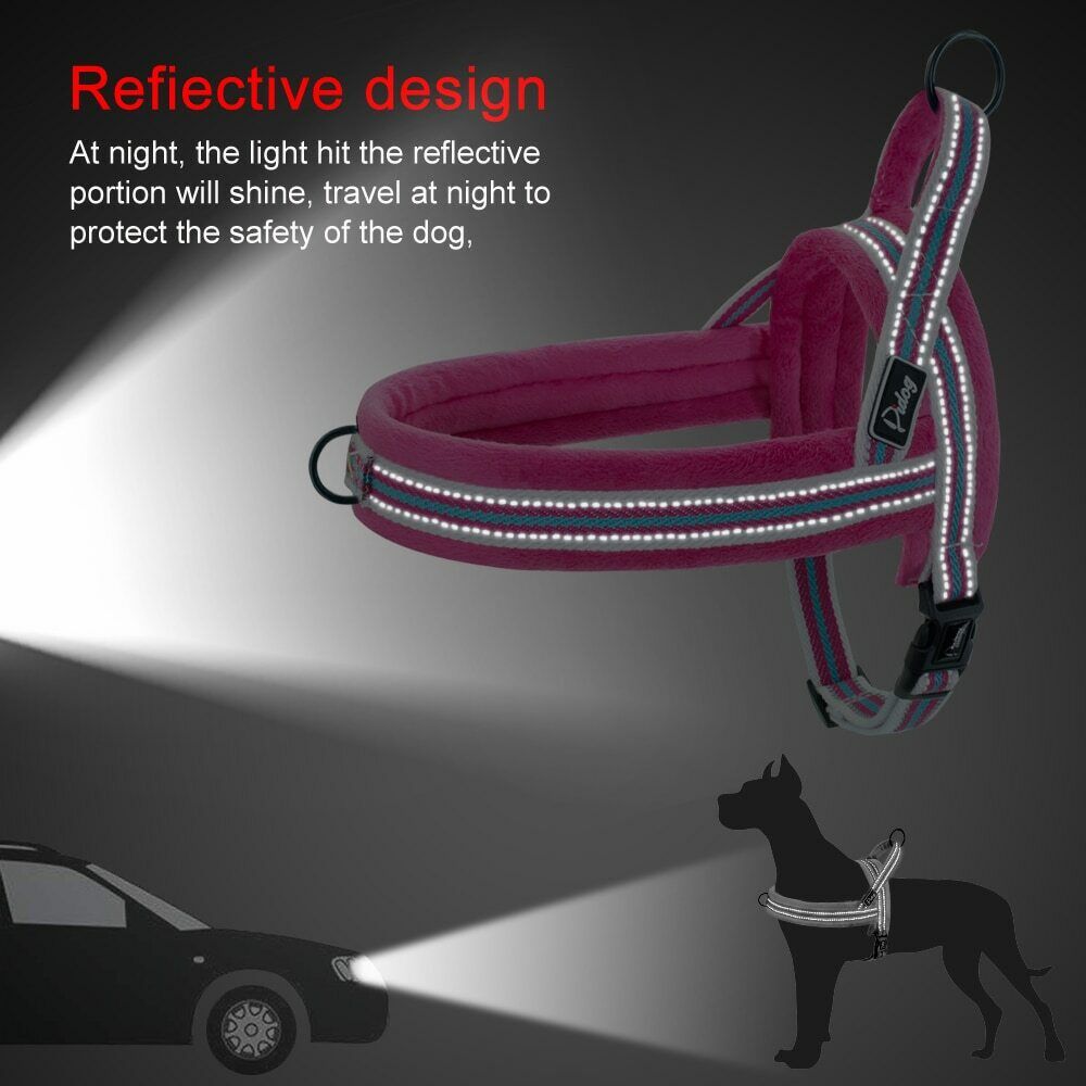 Reflective Step-In Dog Harness - No Pull, Front Ring /Seat Belt Leash Attachment
