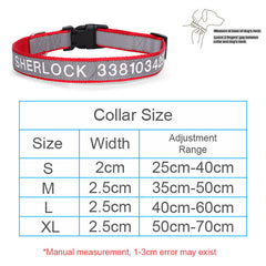 Personalised Reflective Lightweight Dog Collar, 13 Colors, Small to Large Dogs
