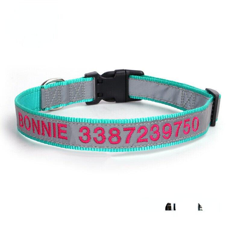 Personalised Reflective Lightweight Dog Collar, 13 Colors, Small to Large Dogs