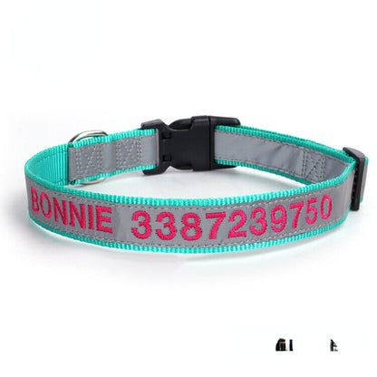 Personalised Reflective Lightweight Dog Collar, 13 Colors, Small to Large Dogs