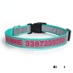Personalised Reflective Lightweight Dog Collar, 13 Colors, Small to Large Dogs