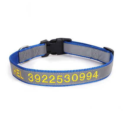 Personalised Reflective Lightweight Dog Collar, 13 Colors, Small to Large Dogs