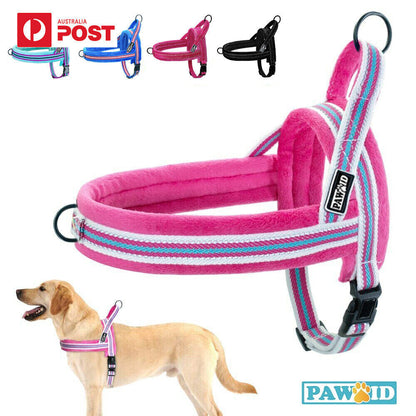 Reflective Step-In Dog Harness - No Pull, Front Ring /Seat Belt Leash Attachment